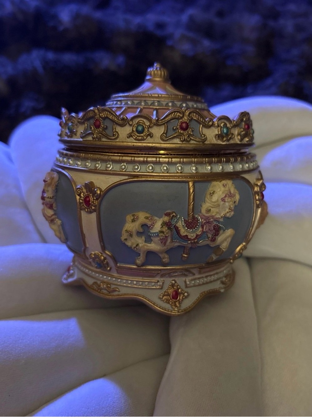 The San Francisco Music Box Co Musical Carousel Horse Box
